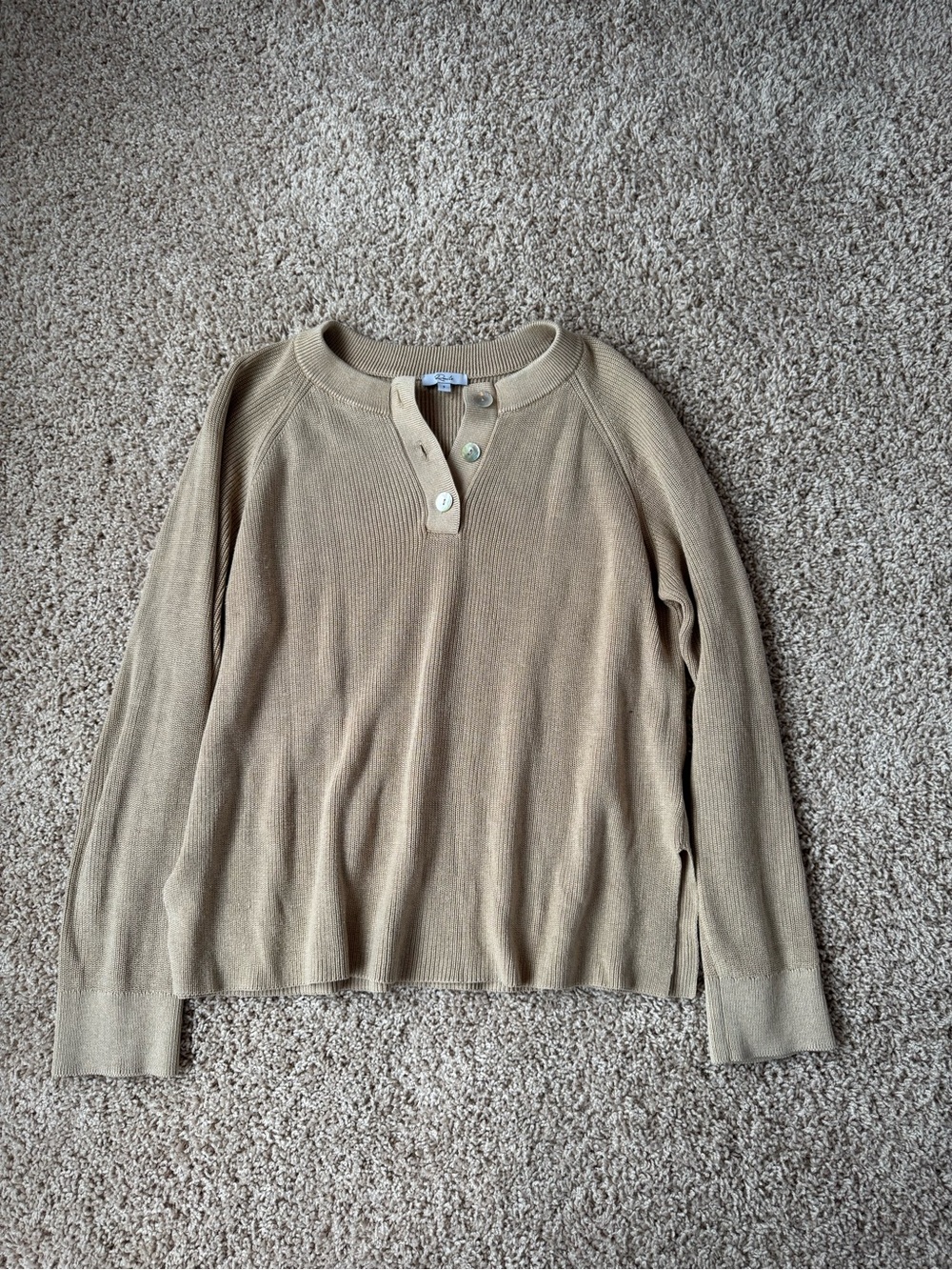 Rails Beige Button Henley Long Sleeve Top